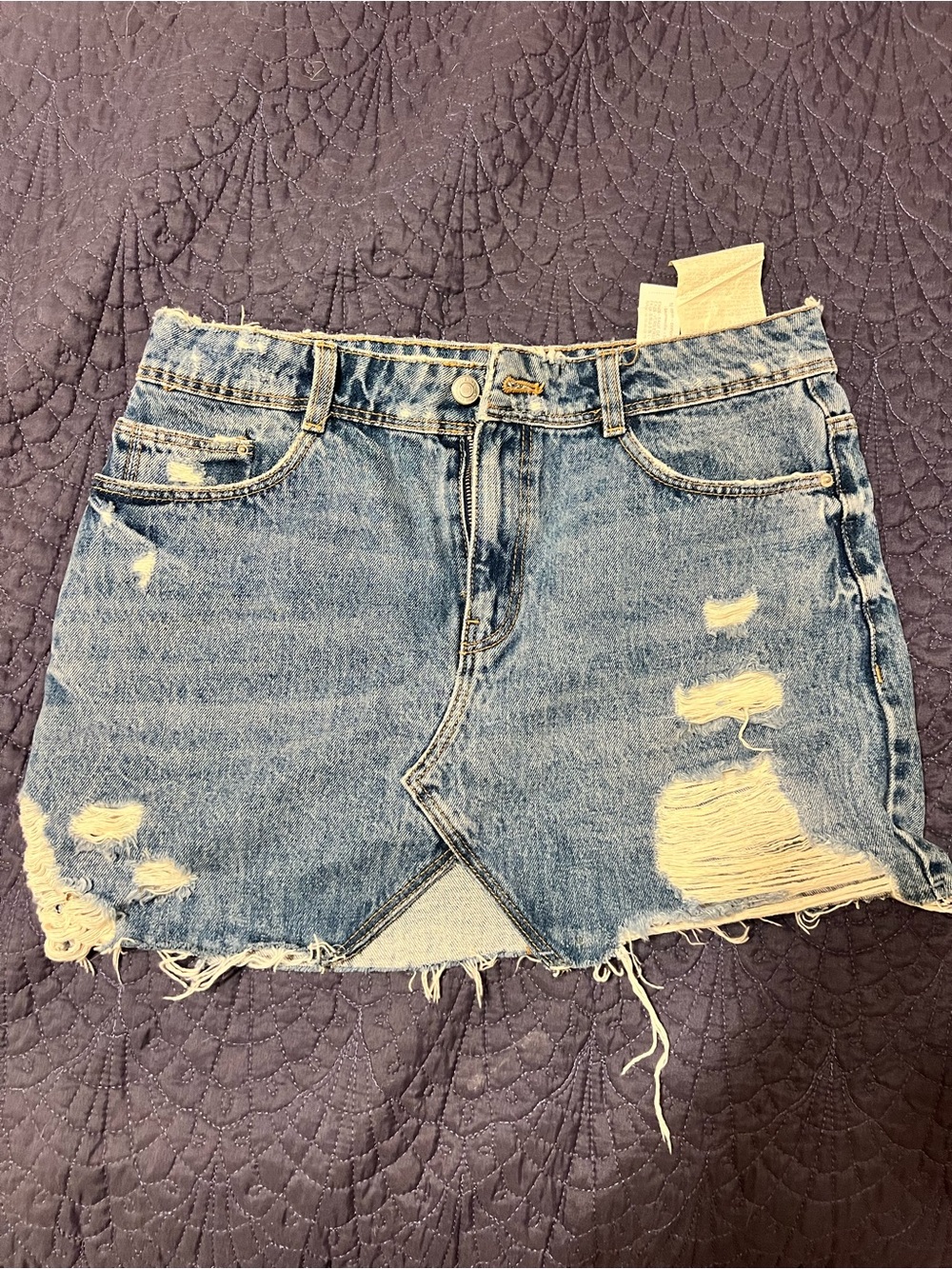 Zara Distressed Denim Mini Skirt